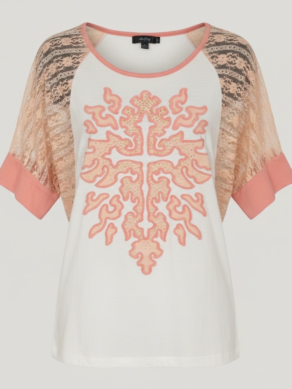 Women's Buckle Daytrip Lace Sleeve Top with Ribbon detail & Crystals